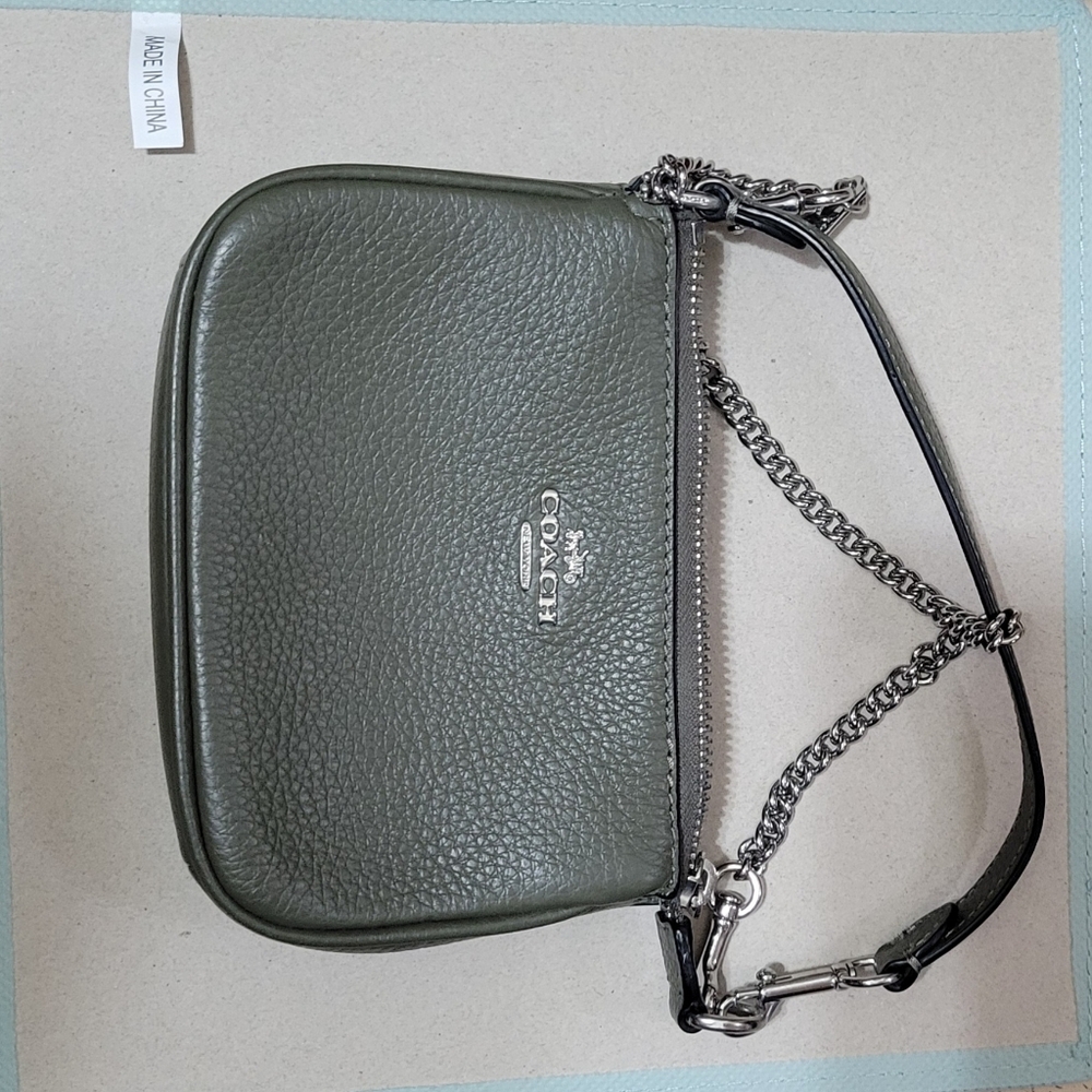 Coach Olive Green Leather Wristlet